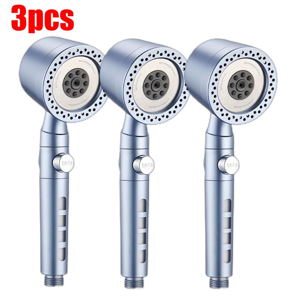 6 Modes High Pressure Shower Head ABS Water Saving Filter Showerhead Fall Resistance Bath Shower Nozzle Set with Stop Button