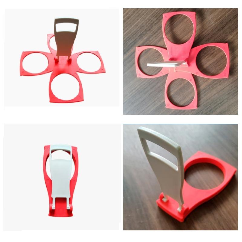 4 Cups Foldable Carousel Holder Coffee Cup Handle Drinking Bottle Bracket Portable Anti Scalding Camping Party Bar Home