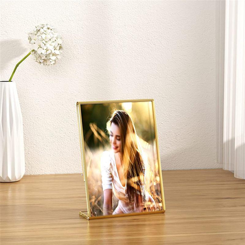 BHBL 10PCS Acrylic Gold Frame, Slanted Back Table Sign Holder for Wedding Table Card Restaurant Signs Photos