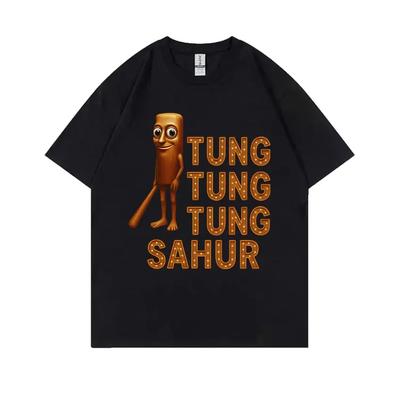 2025 Italien Brainrot Tung Tung Tung Sahur T-Shirt für Männer Tralalero Tralala Boneca Ambalabu Lirili Larila Männer Herren Humor T-Shirt