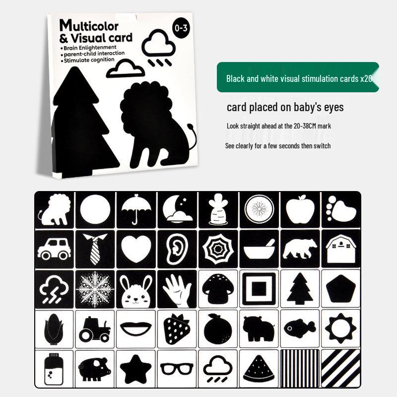 Black & White Early Education Visual Cards for Babies 0-36 Months - Educational Tracking Toys