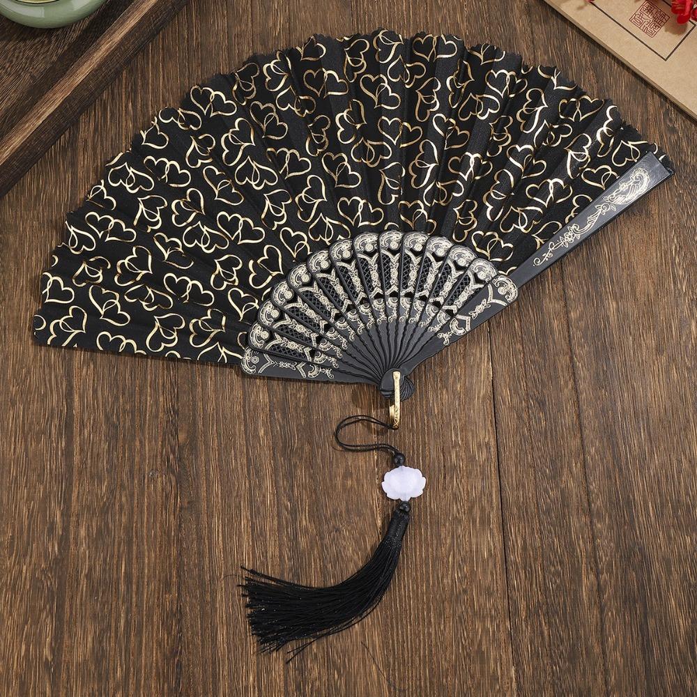 PP Chinese Style Fan Polyester Hand Held Fan Elegant Foldable Fan  Home Decor