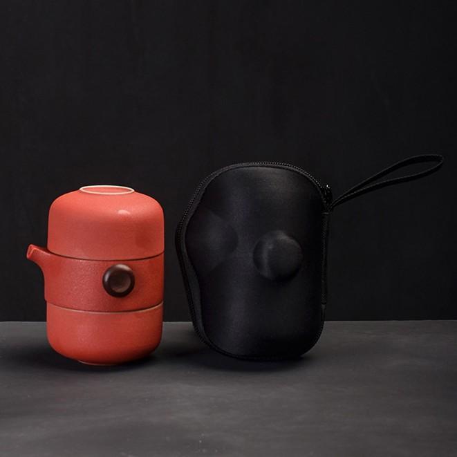 Black Ceramic Quick Tea Cup One Pot Two Cups Ceramic Kung Fu Tea Set Portable Bag