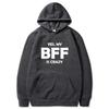BFF Printed Hoodie Autumn Winter Women Men Casual Loose Simple Fashion Comfortable O-Neck Long Sleeve Fleece Sweatshirts