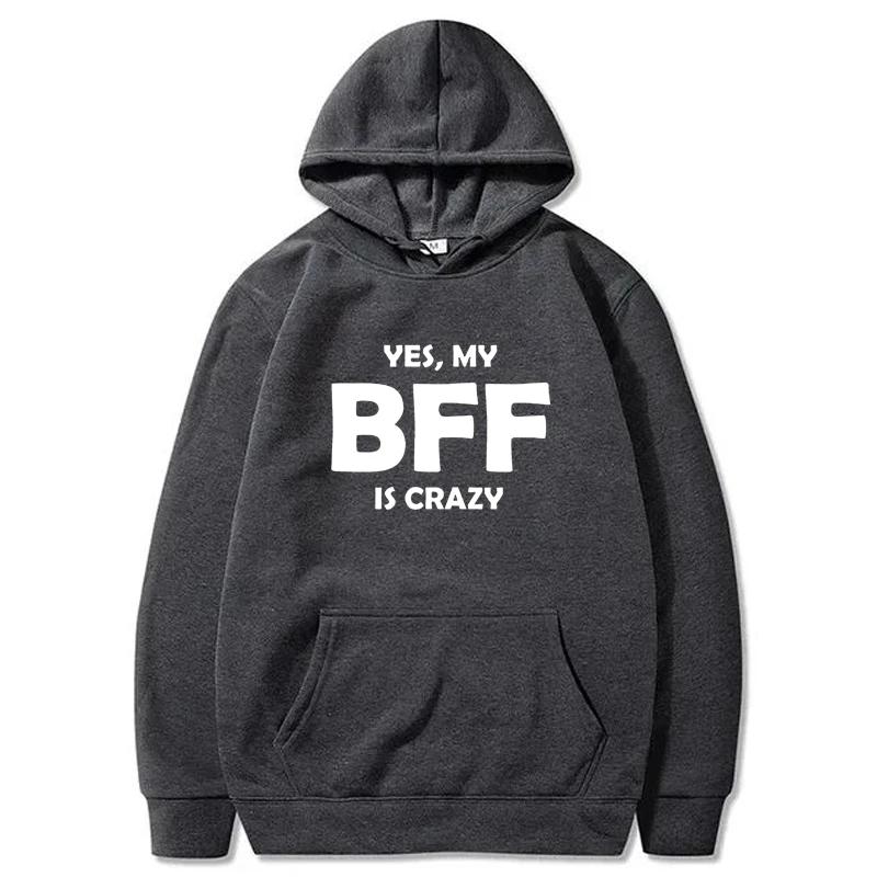 BFF Printed Hoodie Autumn Winter Women Men Casual Loose Simple Fashion Comfortable O-Neck Long Sleeve Fleece Sweatshirts