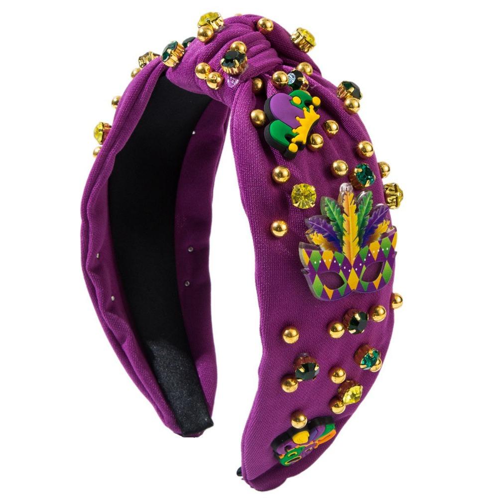 

Креативная повязка для волос с узлом из стразов, сделай сам, хрустальные бусины, повязка для волос, барочная вечеринка, головной убор, фестивали фиолетовый