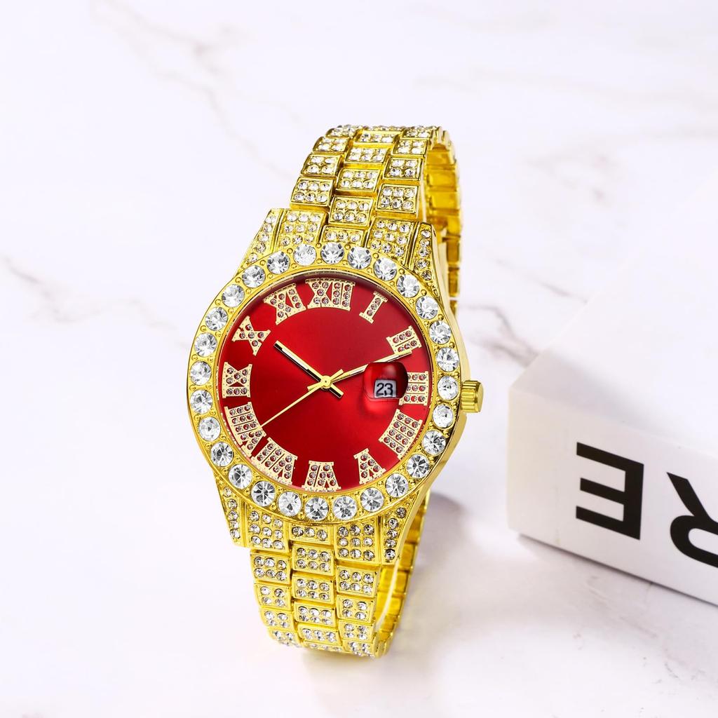 Analog Diamond Watch with Roman and Water Resistant Quartz Movement Simple and Stylish Fashion Accessory Perfect Gift for and Day Men's Alphabet,