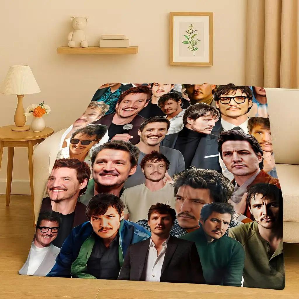 Fashion Pedro Pascal Handsome Actor Flannel Blanket,Ultra Soft Warm Plush Throw for Home Bedroom Bed Sofa Cover Kids Picnic Gift