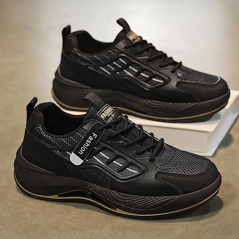 Men's Breathable Mesh White Sneakers - Trendy, Versatile, Thick-Soled Casual Dad Shoes for Summer