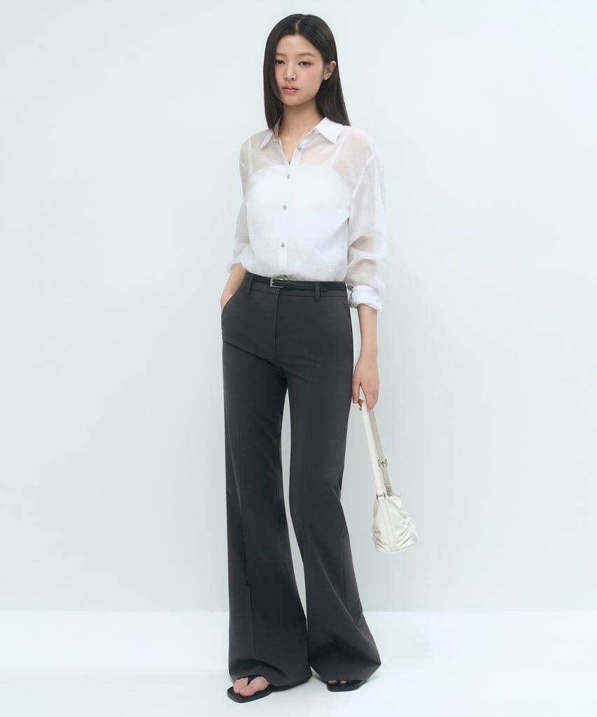 Musinsa Standard Woman [Cooltandard] Women'S Low Rise Flare Slacks [Gray]