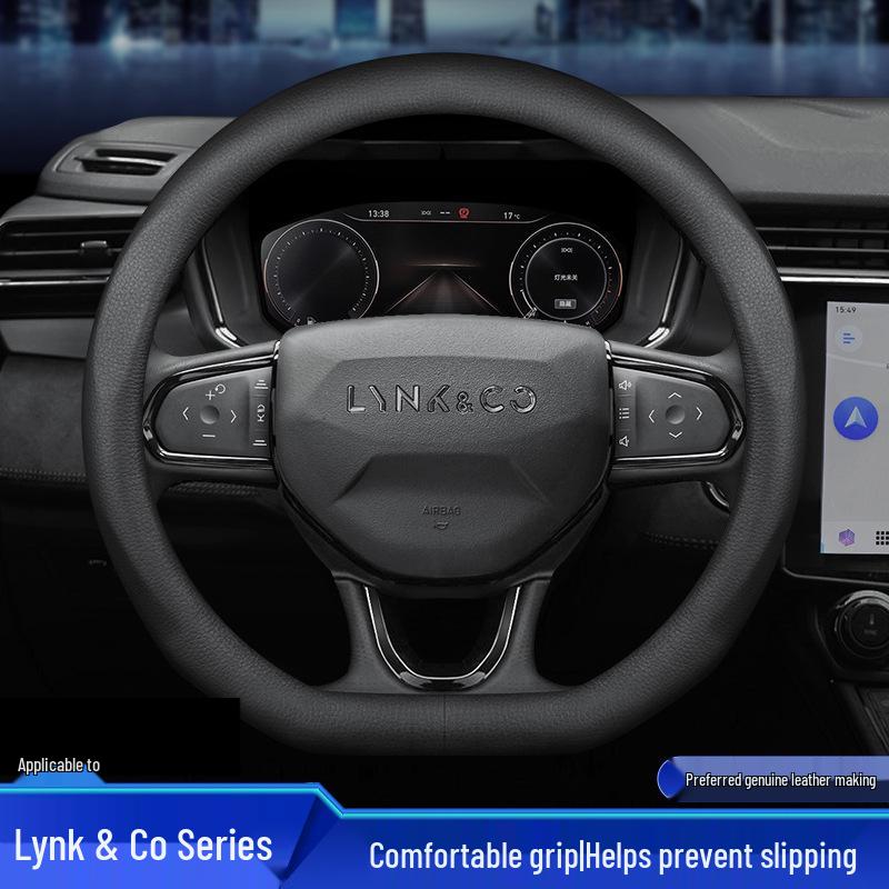Lynk&Co Genuine Leather Steering Wheel Cover - Universal for Models 01, 02, 03, 05, 06, Suitable for All Seasons