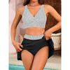 V-neck Bikinis 2025 Women High Waist Swimwear Skirt Swimsuit Female Beachwear Summer Bathers Bathing Swimming Swim Suit XXL