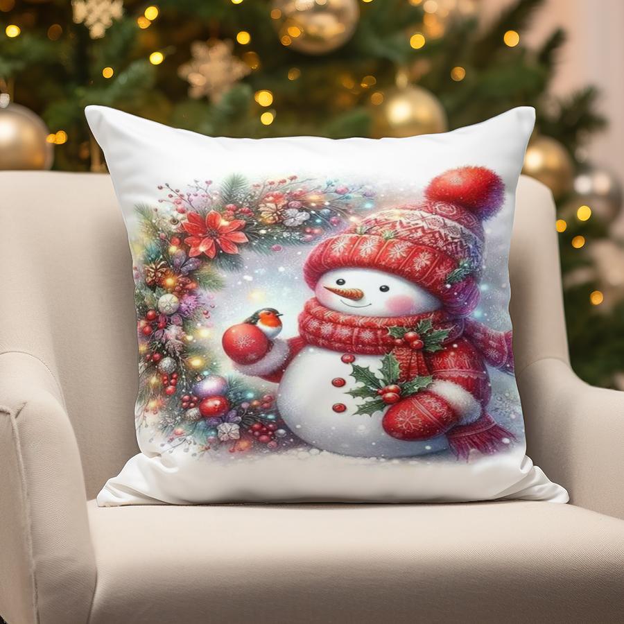 Home Decor Christmas Snowmen & Santa Pillows Suitable For Sofa Bedroom Car Pillow Cover Cushion Rectangular Back Cushion