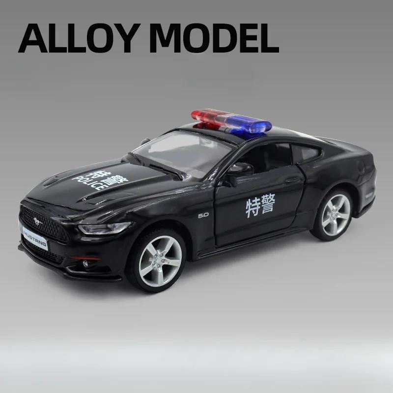 1:36 Scale BMW M5 Ford Mustang Volkswagen T-ROC Police Car Model Toy Alloy Diecast Doors Opened Vehicles for Models Boy's Gifts