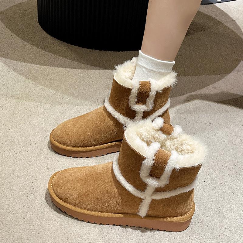 Large Size Women's Shoes Snow Boots Women's Winter New Thick-soled Piled Thickened Short Boots Large Cotton Shoes