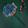 Chinese Style Purple Bamboo Long Handled Tassel with Curly and Winding Fan Hanging Waist Fan Ancient Style Group Fans