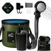 Portable Camping Shower with 6000mAh Gallon Folding Filtered Shower for Car Bathing Outdoor Camping Shower Pump Battery, 5.3 Bucket, Head, Hiking/RV,