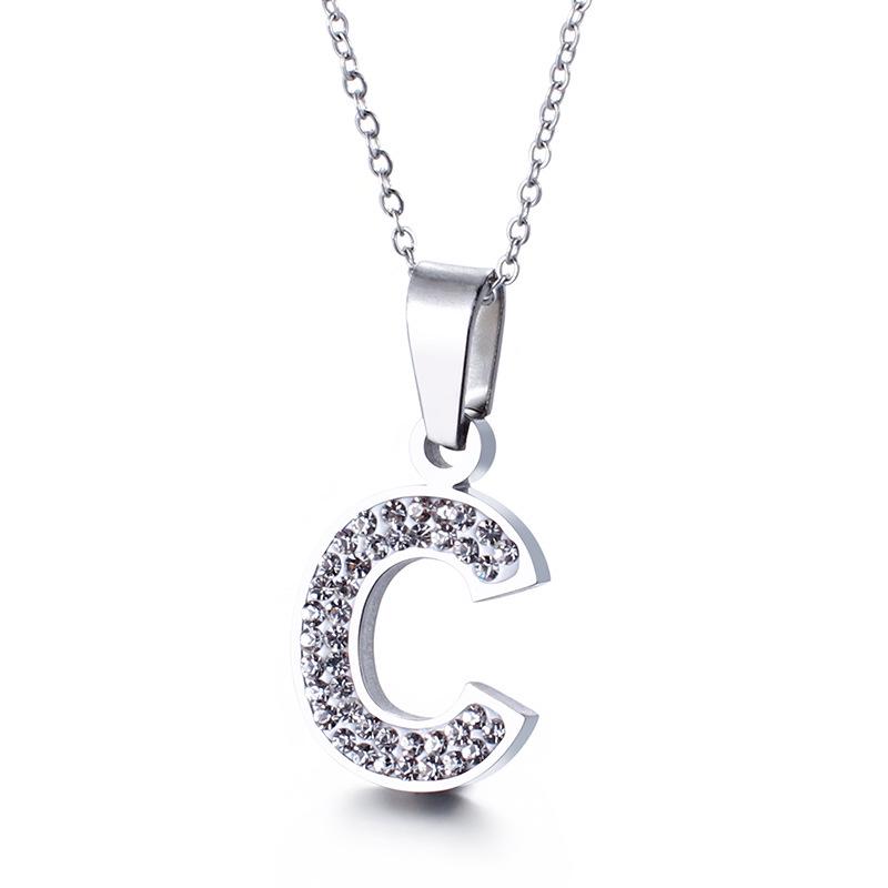 Kjede med anheng med diamantalfabet for kvinner - Personlig DIY chokerkjede