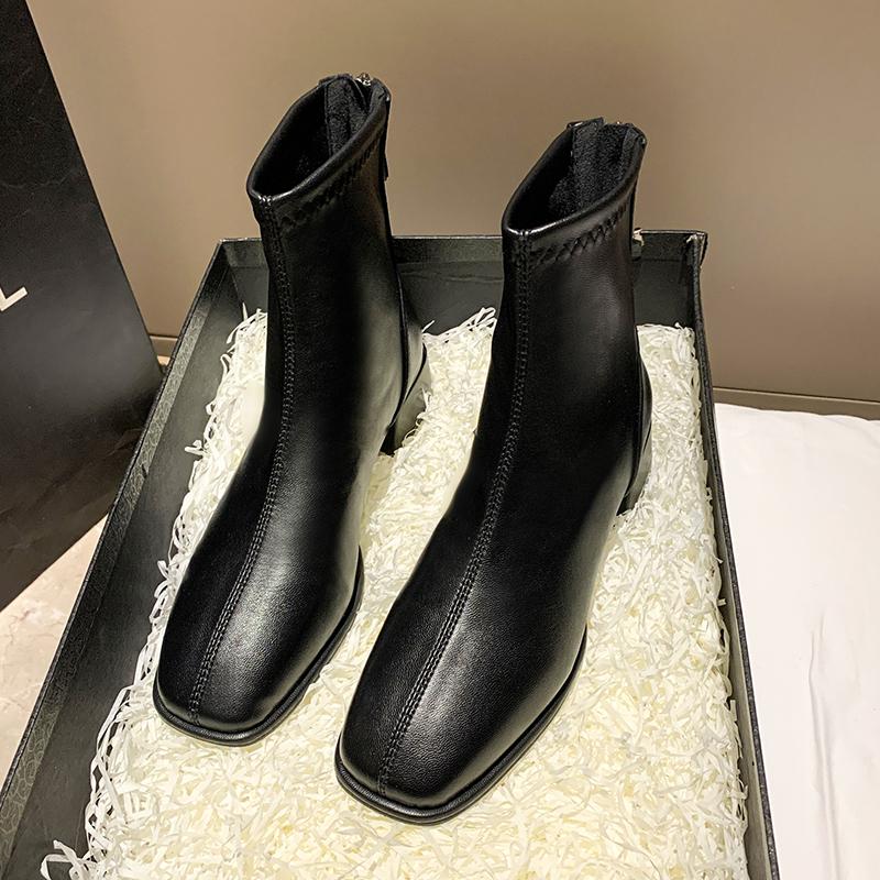 Slimming Short Plush Women Ankle Boots Autumn Winter Ladies Concise Thick Heel Short Botas Zapatos De Mujer