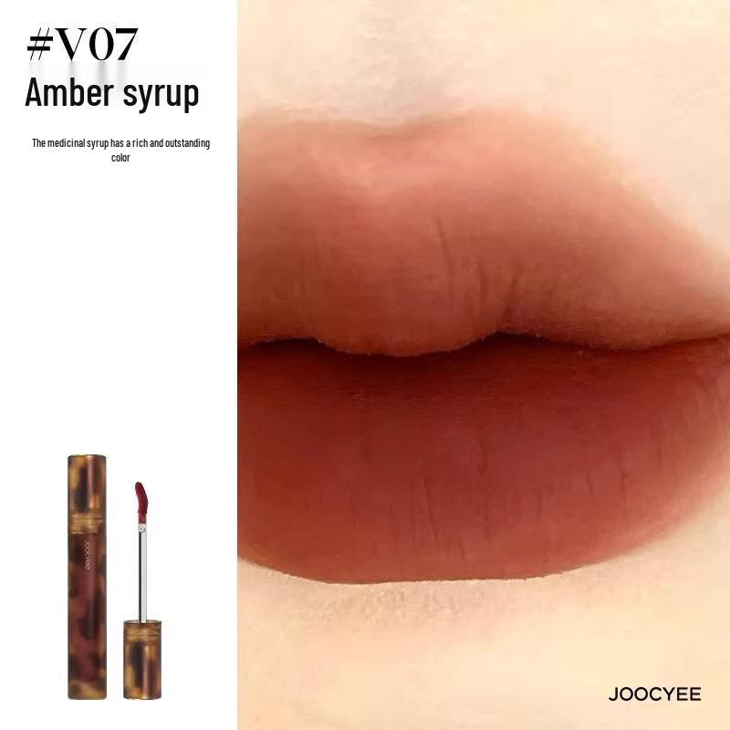 Joocyee Amber Lip Glaze V05 Cinnamon & Mandarin Duck Milk Tea Lipstick - Moisturizing, Water-Light Finish