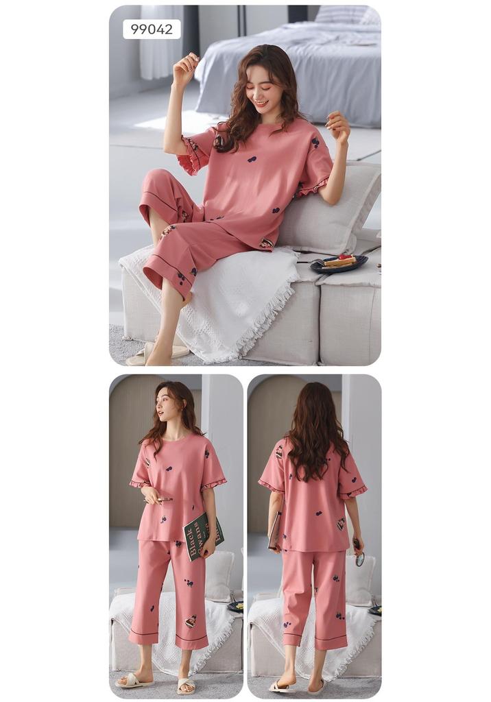 100% Cotton Women's Red Pajamas - Spring/Fall Wedding Year of the Rat Long Sleeve Plus Size Set