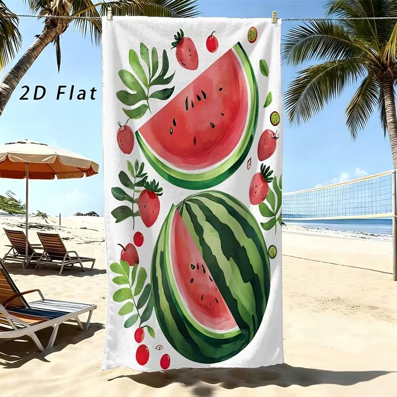 Aquarell Wassermelone Erdbeere Druck Strandtuch Frische Sommerfrucht Blatt Schnelltrocknend Sandresistent Handtuch Reise Pool Urlaub
