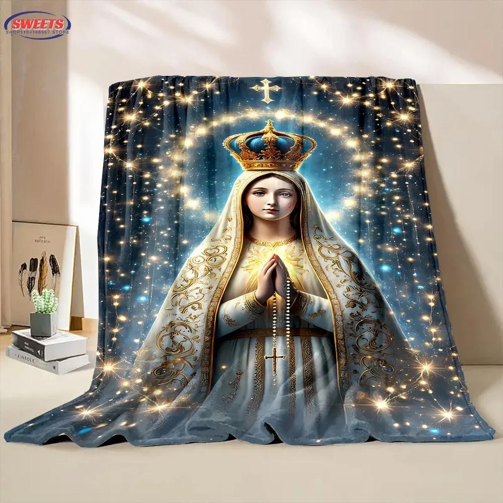 New Arrival ! Virgin Mary Pray Blanket, Warm and Cozy Flannel Blanket, Sofa Bedroom Office Leisure Nap Cover Blanket, Nice Gift