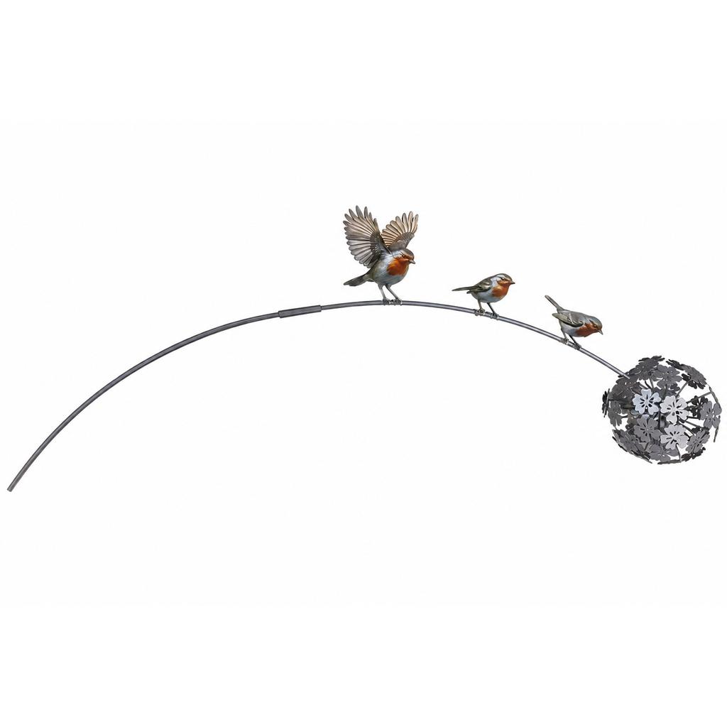 Metal Garden Sculpture Bird Decorative Outdoor Yard Lawn Art Iron Flower Ball Landscape Ornament for Patio Lawn Garden Decoration