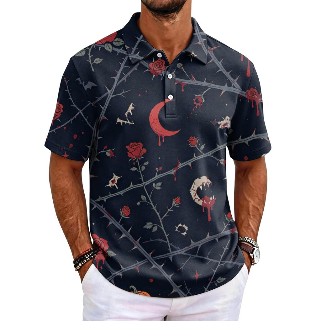 Men's Halloween Print Short Sleeve Shirt for Casual Party Wear