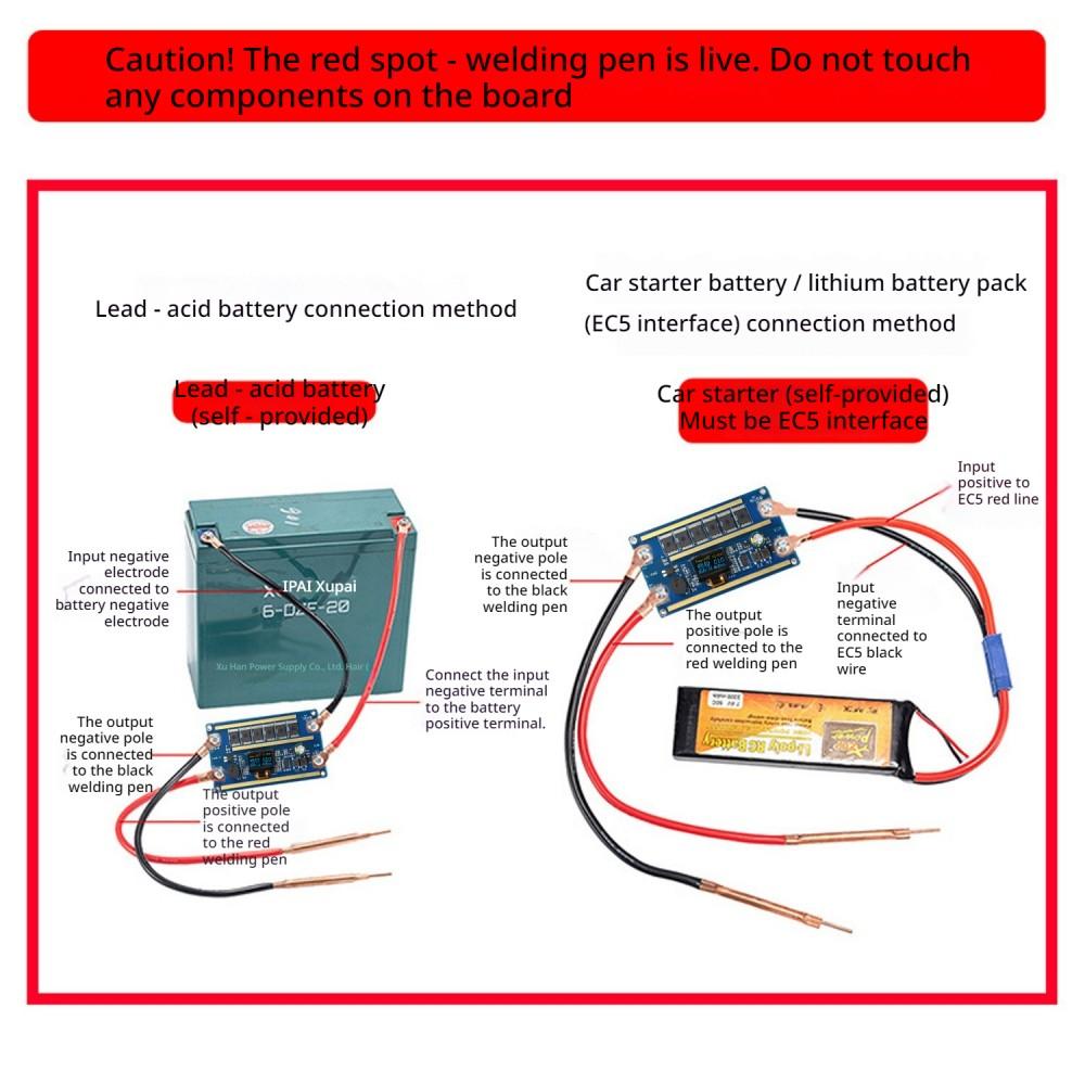 Portable LCD Display Spot Welder Control Board DIY Kit 100 Gear Adjustable Power 600A Peak Current for 0.1-0.3mm Nickel Sheet