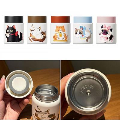 Roztomilá 150ML Kočičí termoska Neprosakující Udržuje studené/horké Termohrnek 316 Nerezová ocel Přenosný Izolovaný hrnek Studenti