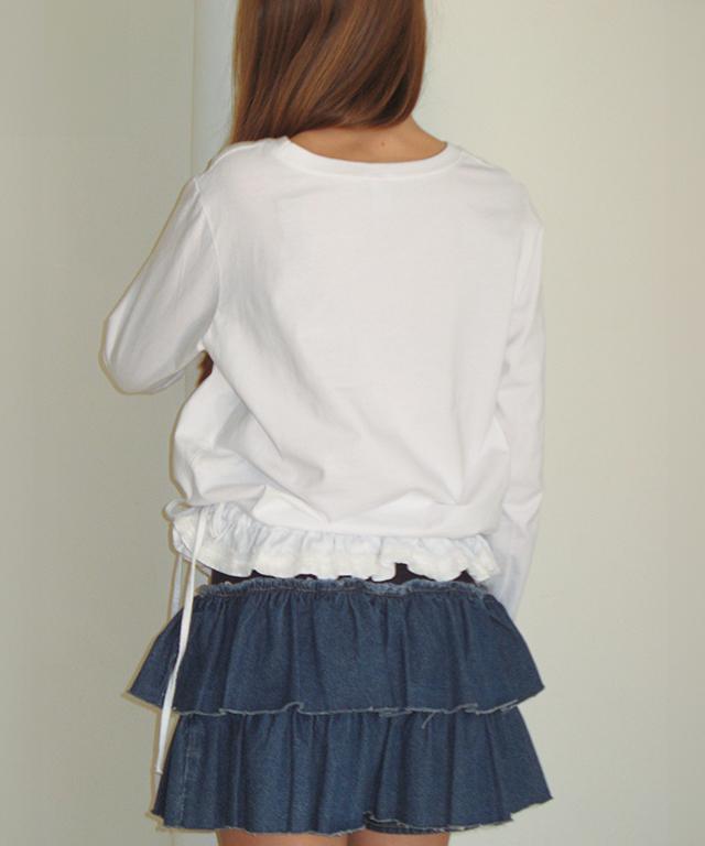 Ronron Cancan Ruffle Banding Denim Pantskirt Blue