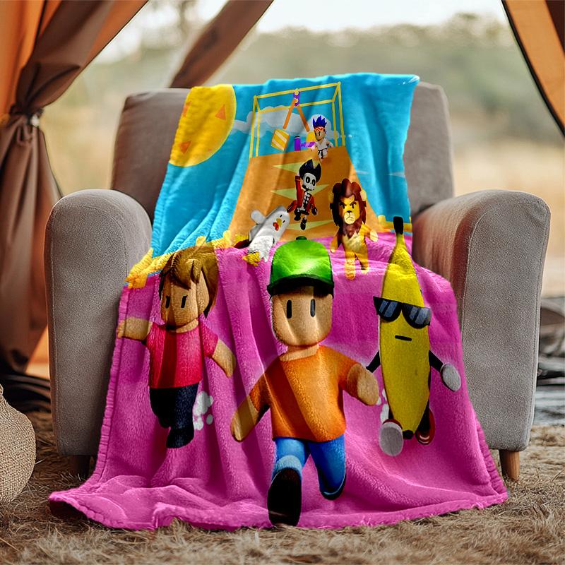Stumble Guys Flannel Blanket Soft Warm All-Season Throw, Design for Camping, Car Travel, Hiking Sofa, Bed, Office Perfect Gift for Parties