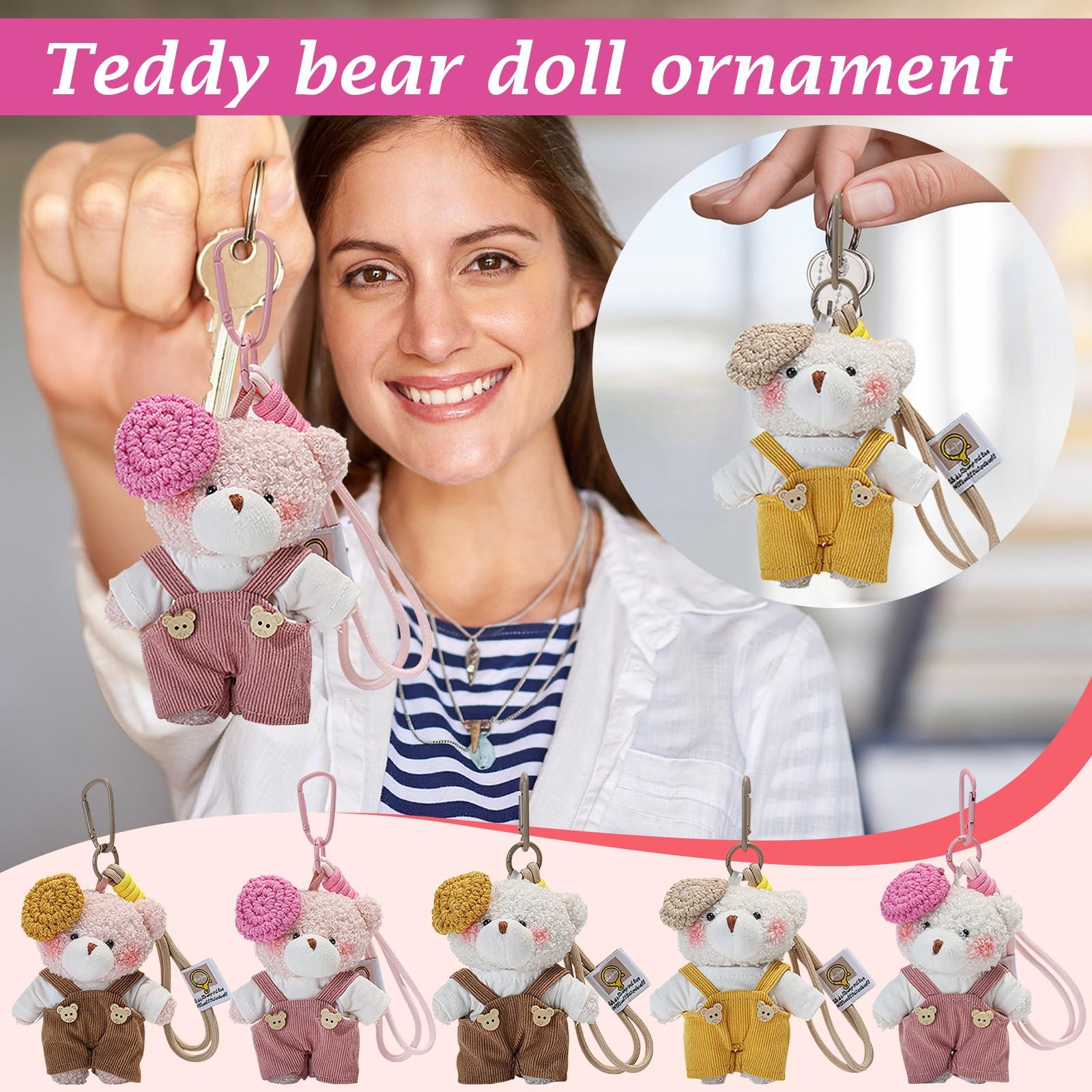 

Overalls Painter Hat Bear Bag Pendant Keychain. Cute Plush Doll Keychain One Size