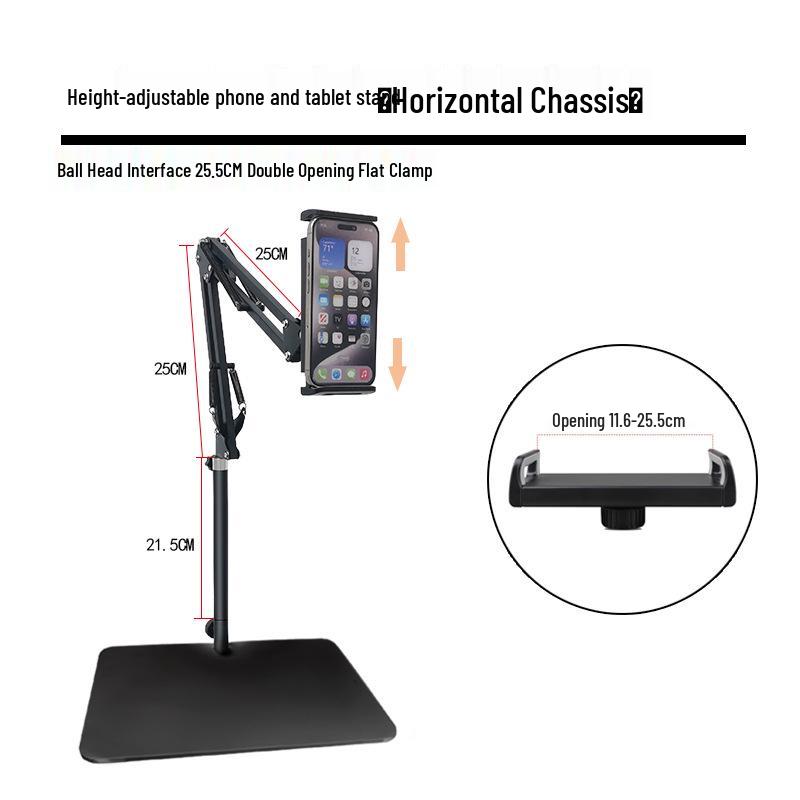 Adjustable Desktop Microphone Stand with Widened Base and Boom Arm for Phones and Tablets