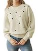 Damenstrickwaren: Herbst Minimalistischer Stil Herz Rundhals-Pullover