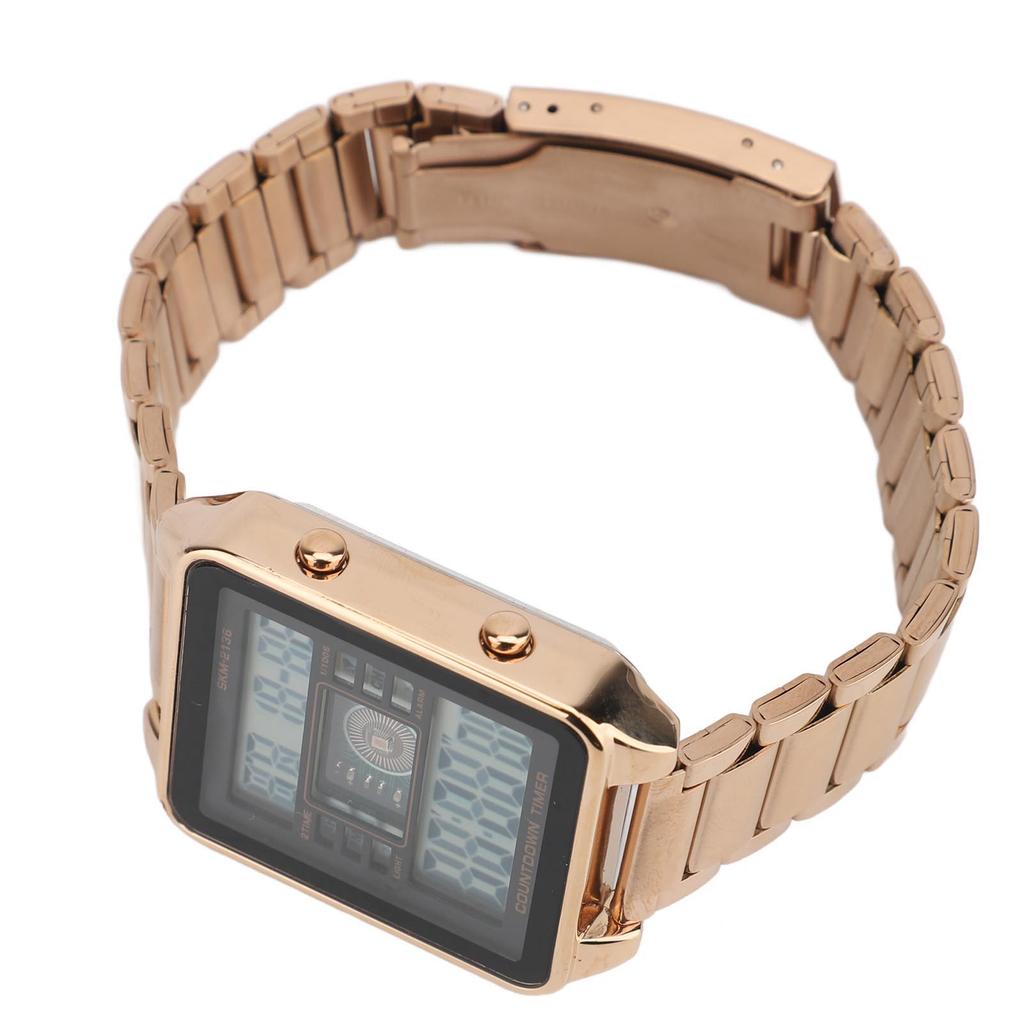 Digital Watch for Men Countdown Function Calendar Alarm Clock Waterproofing Stainless Steel Band LED Electronic Watch