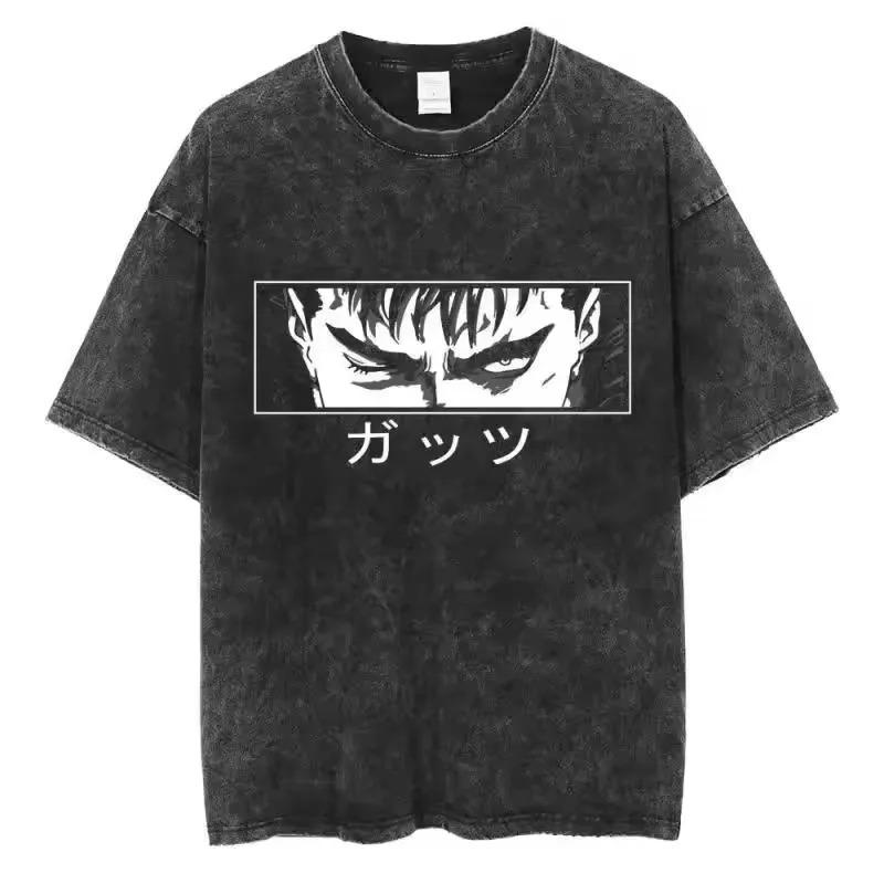 2026 Washed Berserk Vintage Japan Anime New Arrival Mens Women Clothe Tee Shirt Homme Graphic T-Shirts Men Women Tshirt for Men Women Ropa