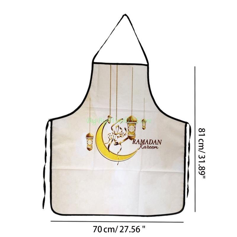 24TE Islamic Eid Ramadan Polyester Apron Digital Printing Aprons No Sleeve for Home Kitchen Restaurant Baking Cooking Women Oil