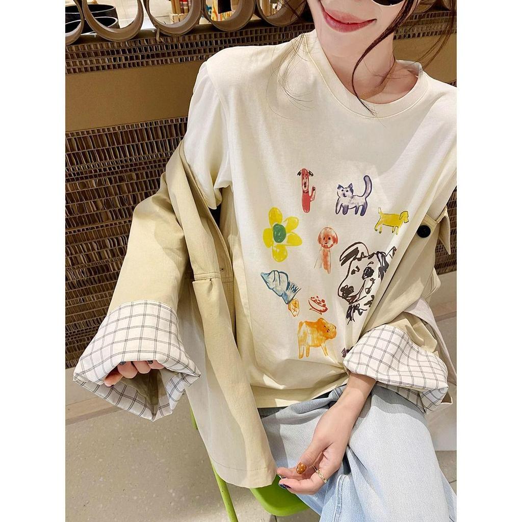 Women's Retro Japanese Cotton Short-Sleeve T-Shirt - Korean Style Fun Print, Loose Fit, Trendy Summer Student Top