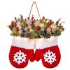 Twinkling Christmas Mitten Wreath Artificial Lights Garland Decorations LED Pre-Lit Berries Pine Branches Hanging Ornament