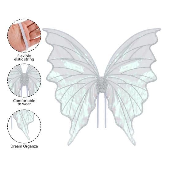 Yousheng Girls Butterfly Wings Organza Cosplay Fairy Wings Festive Costume Wings for Kids And Adults Cosplay Party Stage Performance