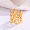 Stainless Steel Open Rings For Women Vintage Wide Irregular Geometric Texture Index Finger Rings Party Jewelry Gifts