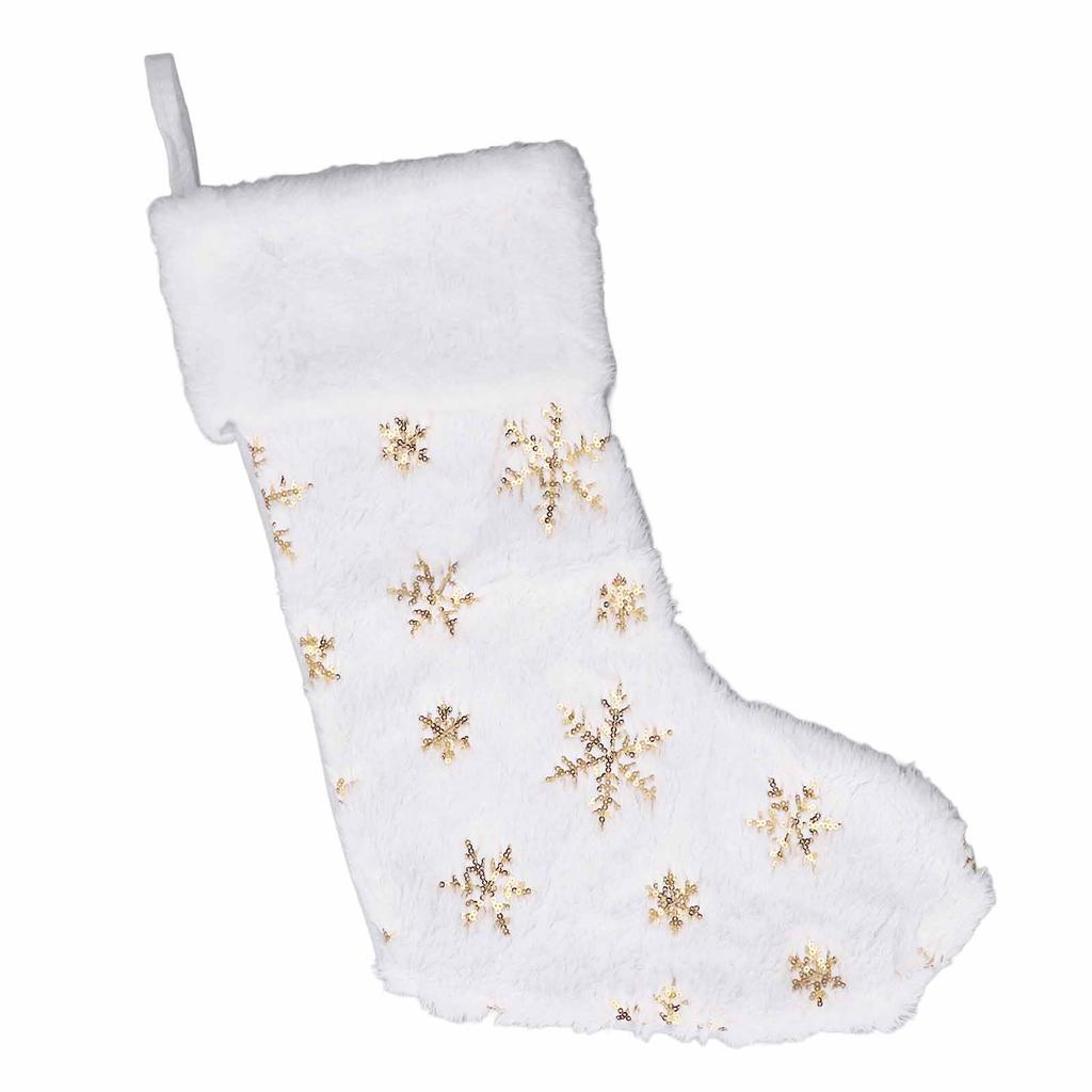 Large Xmas Stocking Embroidered Snowflake Sequin Socks Ornament Stocking Decoration for Family Holid