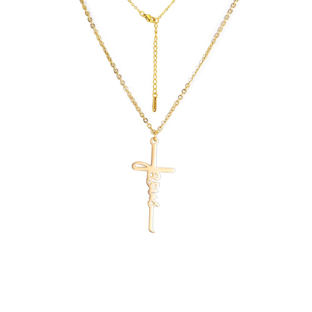 Cazador Stainless Steel Jesus Cross Pendant Necklace for Women Faith Hope Strength Choker Necklace Jewelry Gifts 2026 Wholesale
