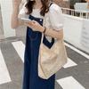 Trendy Korean Style Floral Canvas Tote Bag For Daily Use Medium Size Soft Handle