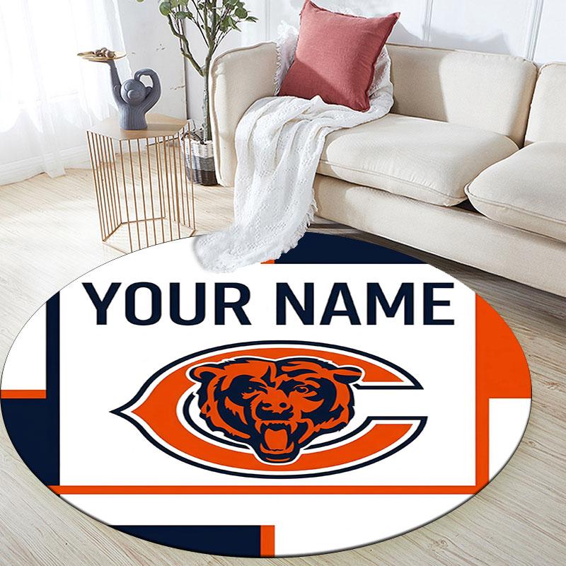 Custom Name,Chicago Bears pattern round rug,Carpet Rug for Living Room Bedroom Playroom ,Non-slip Floor Mat,Holiday Gifts and Birthday Gifts.