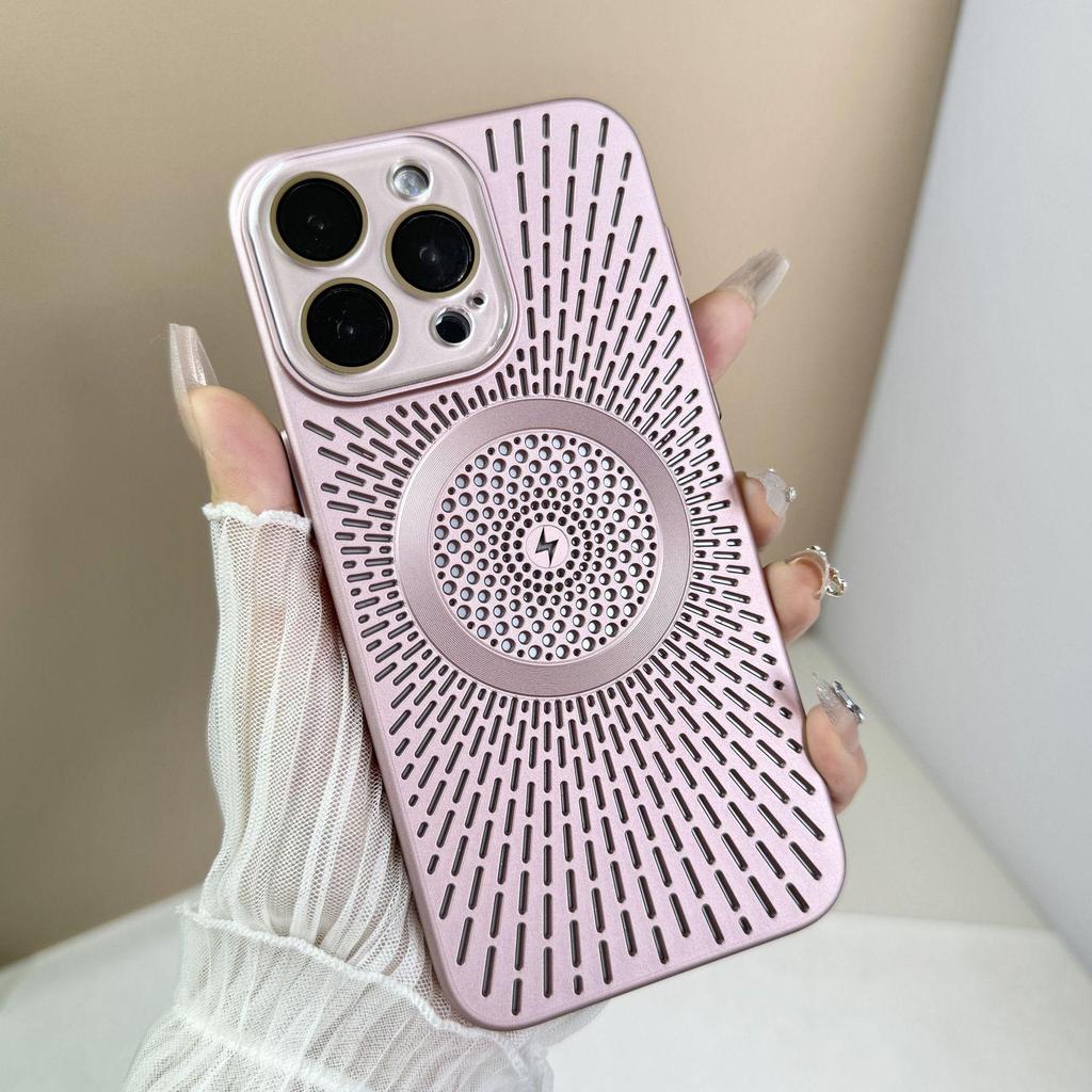 Повітропроникний сітчастий чохол із розсіюванням тепла для iPhone15Pro та 14Pro, магнітна зарядка, захисна кришка для шкіри.