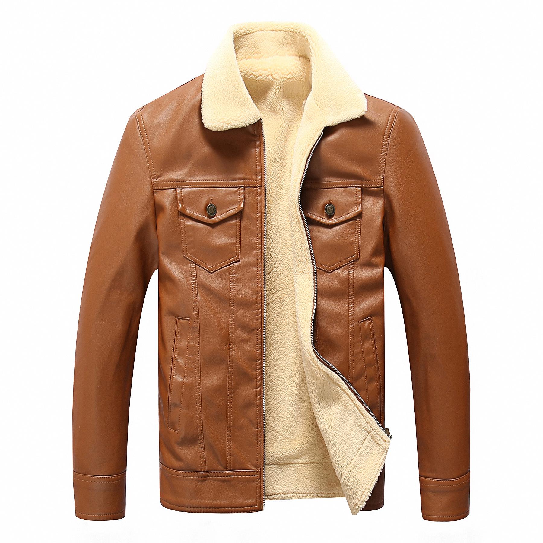 

Мужская европейская модная приталенная мотоциклетная куртка из ПУ кожи, холодостойкая и на флисовой подкладке, осенне-зимняя верхняя одежда. XL оранжевый