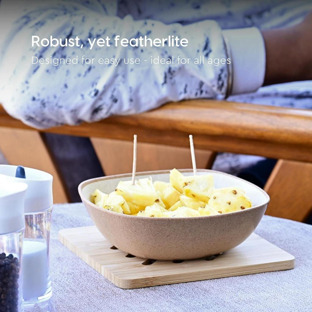 Set of 2 Earth-Friendly Multipurpose Bowls for Kitchen with Spoons | 750 Ml | Made with Rice Husk Biocomposite| Microwave Safe Bowl |